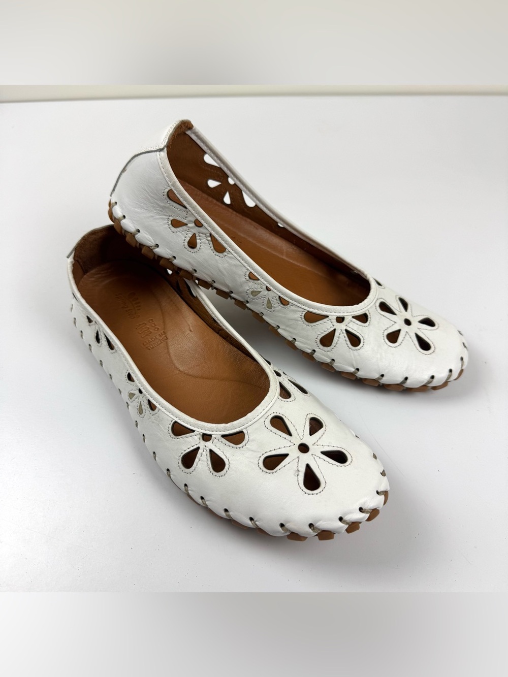 NEW Spring Step Rayely Shoe Women’s Sz 43 US 11.5-12 White Leather Slip On Flats